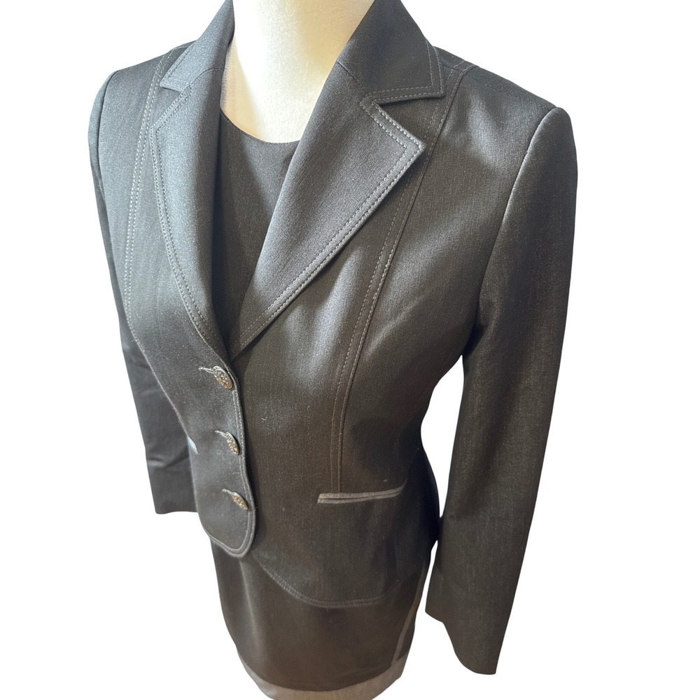 Tristan Dress Suit Set, Sleeveless Sheath Dress 4, Gray, Blazer, Formal Career - Picture 3 of 16